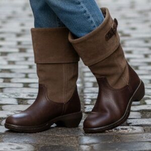 Easy Spirit Two-Tone Brown Mid-Calf Waterproof Pull-On Boots